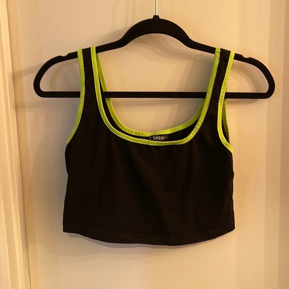 Shein Cropped Tank Top w/ Neon Trim